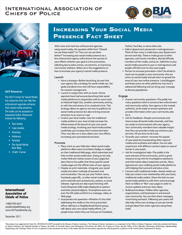 Increasing Your Social Media Presence Fact Sheet PSP Clearinghouse